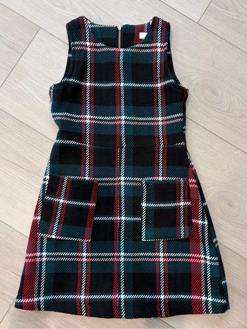 GB girls Black, Red & Green Plaid Sleeveless A-Line Dress/Jumper